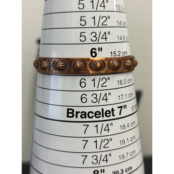 Vintage Bell Trading Post Punched Copper Cuff Bracelet Southwestern BOHO Small - Picture 7 of 8